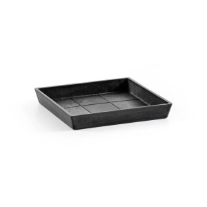 Soucoupe Ecopots carrée gris foncé, 18 cm, pour intérieur et extérieur.