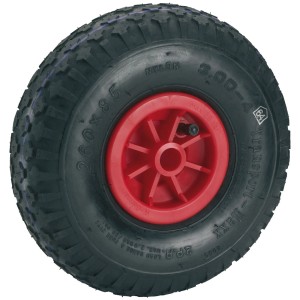 Roue gonflable Doerner + Helmer, Ø 26cm, rouge, avec profil rainuré pour roulettes et roues.