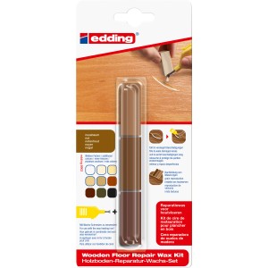 edding 8902 Cera riparatrice per pavimenti in legno noce, kit di cera per riparare pavimenti in legno.