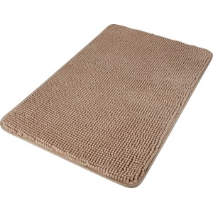 Tappeto da bagno beige (50x80 cm) in poliestere, soffice scendibagno per il bagno.