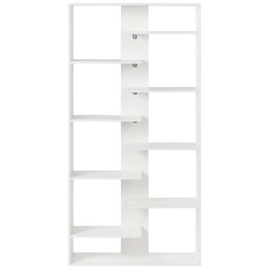 Bibliothèque Beliani Fontas blanche avec 8 étagères ouvertes. Design scandinave moderne pour rangement.