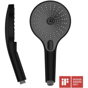 Pommeau de douche Wenko Ultimate Shower, noir/gris, Ø 13 cm, avec diverses fonctions de jet.