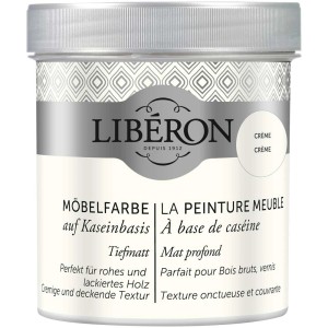 Dose Libéron Möbelfarbe auf Kaseinbasis Crème, cremige Textur, starke Deckkraft.