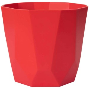 Roter Übertopf b.for rock, Ø 16 cm, mit geometrischem Design für Zimmerpflanzen.