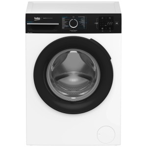 Lave-linge frontal Beko WM229 blanc, avec porte et panneau de commande noirs, capacité 9 kg, 1400 tr/min.