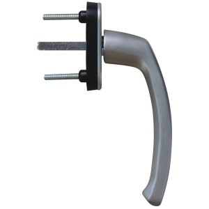 Poignée de fenêtre en aluminium aspect chrome pour fenêtres PVC.