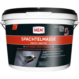 MEM Spachtelmasse Profi, secchio da 4 kg. Sigillante bituminoso senza solventi per sigillare e riparare.