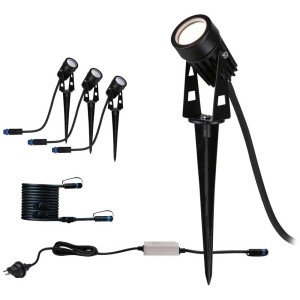 Set di faretti LED Paulmann Plug & Shine per esterni, con picchetto, nero. Illuminazione esterna.