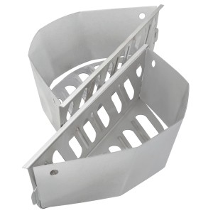 Panier à charbon de bois Jamestown en acier inoxydable, 2 pièces, pour cuisson indirecte.