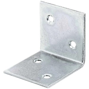 Équerre large en acier galvanisé Sendzimir, 40x40x40 mm, avec trous de vis pour constructions en bois.