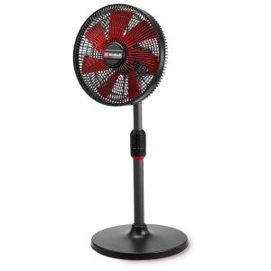 Einhell GE-CF 18/320 P Li Solo ventilatore a batteria, ventilatore da terra con rotore rosso e corpo nero.