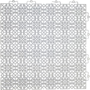 Dalle clipsable Andiamo gris clair avec motif filigrane, 38x38cm, lot de 7 pour balcon & terrasse.