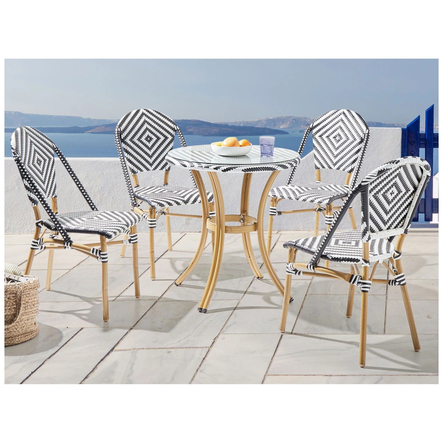 Beliani Tavolino da esterno Rifreddo in rattan PE color naturale Ø 70 x ...