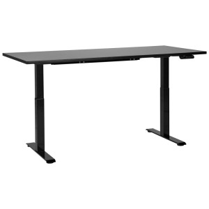 Bureau Beliani Destines noir, réglable en hauteur électriquement, avec plateau rectangulaire et pavé tactile LED.