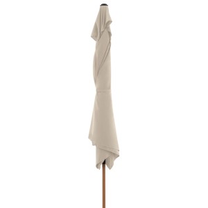 Ombrellone a manovella Doppler Life Wood 300x200 cm chiuso, color naturale, con telaio effetto legno.