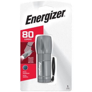 Lampe torche LED Energizer Metal 80 lm sous blister avec dragonne. Piles incluses.
