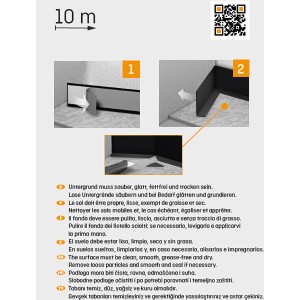 Exemples d'application pour la plinthe d'angle grise, autocollante, 48x13mm, longueur 10m.