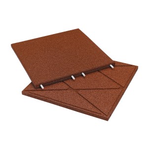 Dalle de protection antichute rouge Kraiburg Unisoft, élastique et résistante aux intempéries pour aires de jeux.