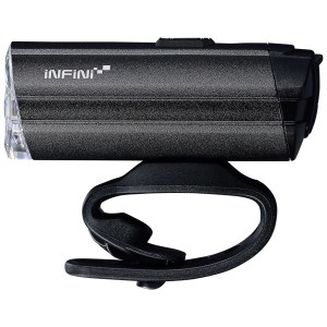 Éclairage avant de vélo Infini Tron 500 en aluminium noir avec USB.