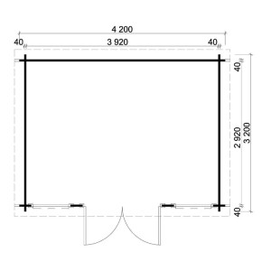 Plan de l'abri de jardin Alpholz Atrium-F, toit monopente, dimensions 440x345 cm.