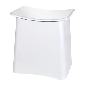 Cesto portabiancheria e sgabello da bagno Wing bianco in plastica, 45x33x48 cm.
