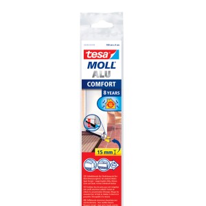 Tesamoll Comfort joint de porte blanc pour sols irréguliers, largeur de fente jusqu'à 15 mm.