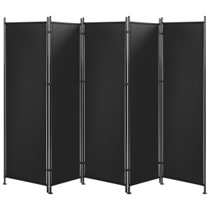 Paravent Beliani Narni 5 panneaux, noir, 170x267 cm. Cloison flexible pour bureau et maison.