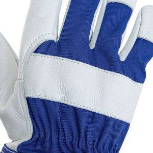Guanto da lavoro LUX in pelle pieno fiore, taglia 10, blu/bianco, dettaglio
