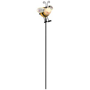 Mehrfarbiger Gartenstecker Biene, 70 cm hoch, aus Metall für Beet und Pflanzkübel.
