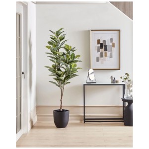 Beliani pianta artificiale Ficus Elastica, altezza 160 cm, in vaso. Pianta decorativa verde per interni.