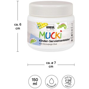 Kreul Mucki Kinder-Serviettenkleber, 150ml Dose für Serviettentechnik.