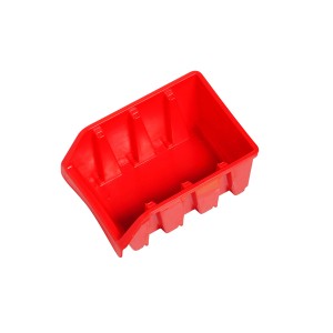 Rote LUX Lagersichtbox Größe 3, stapelbar und zur Wandmontage geeignet.