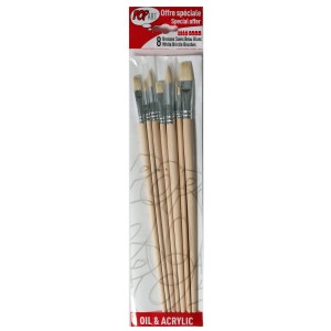 Pébéo Borstenpinsel-Set, 8-teilig, für Öl- und Acrylmalerei, verschiedene Formen.