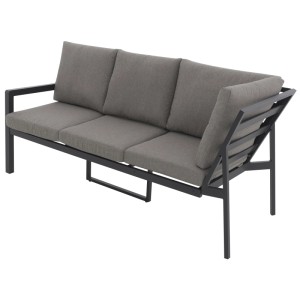 Doppler Lounge Set Life, 3 pièces, aluminium anthracite-moka, banc d'angle et coussins.
