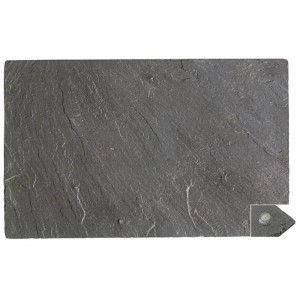Rechteckige, schwarze Heidi Cheese Line Schieferplatte, 40x25 cm, als Küchenhelfer.