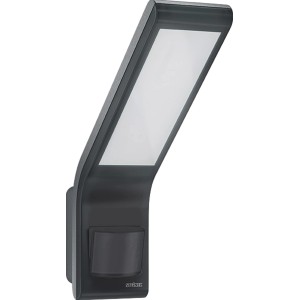 Faretto da parete per esterni a LED Steinel XLED Slim S antracite con rilevatore di movimento.