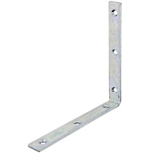 Équerre de fixation en acier galvanisé, 160x20x160 mm, avec trous de vis pour constructions en bois.