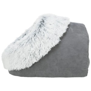 Trixie Harvey niche grise pour chien et chat avec bordure en peluche blanche, 35x26x41cm.