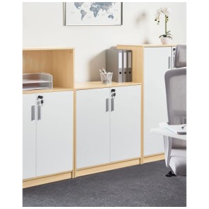 Beliani Armoire de bureau Zehna marron clair/blanc 80 x 80 x 40 cm