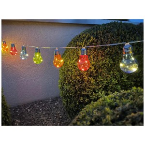 Guirlande lumineuse LED colorée avec 10 ampoules pour l'extérieur, à piles.