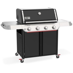 Weber Genesis E-415W GBS barbecue a gas, nero-argento, con 4 bruciatori e mobiletto.