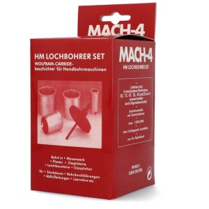 Set di frese a tazza HM, 4 pezzi, per fori precisi in muratura, mattoni e cartongesso.