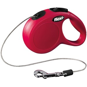 Guinzaglio avvolgibile a corda Flexi New Classic XS rosso, 3 m. Guinzaglio per cani con sistema frenante e strisce riflettenti.