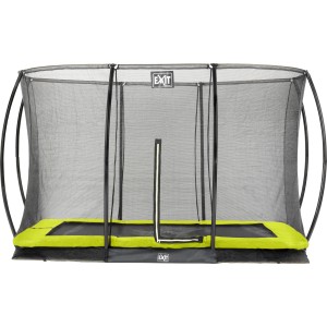 Trampolino rettangolare da incasso EXIT Silhouette 214x305 cm con rete di sicurezza, verde.
