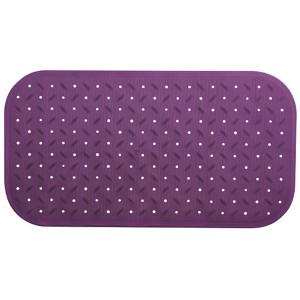 Tappetino da bagno MSV antiscivolo in gomma viola, 36x65 cm, con ventose.