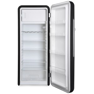 Offener Trisa Kühlschrank Frescolino Classic, 281 l, mit Ablagen und Gefrierfach. Kühl-Gefrierkombination im Retro-Design.