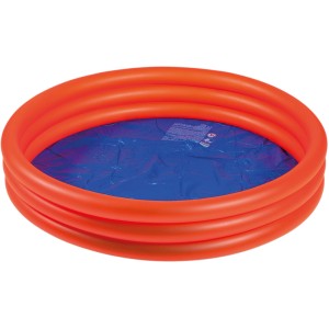 Piscina gonfiabile rossa Happy People con 3 anelli e fondo blu, Ø 122 cm.