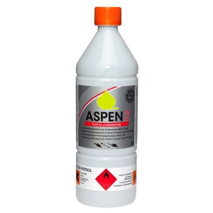 Motorex Aspen essence pour moteurs 2 temps, bouteille de 1 litre pour tronçonneuses et autres moteurs 2 temps.