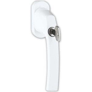 Poignée de fenêtre en aluminium blanc verrouillable pour fenêtres en PVC.