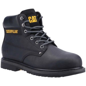 Chaussure de sécurité noire Cat Powerplant S3, taille 46, en cuir nubuck. Chaussure de travail avec embout en acier.